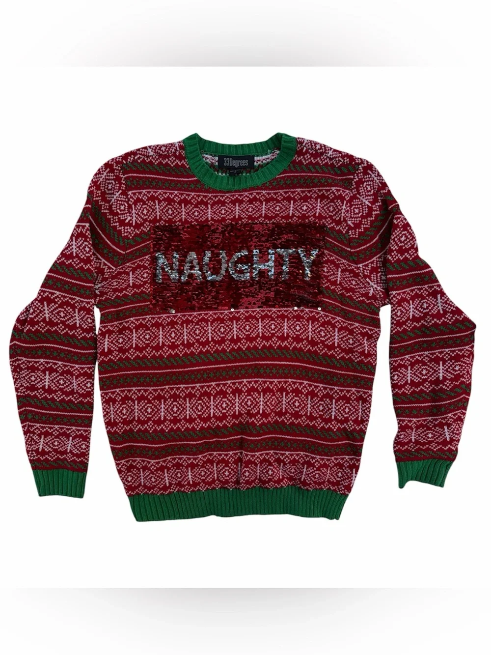 32 Degrees - Naughty & Nice - Crewneck Christmas Sweater/ Ugly Christmas Sweater